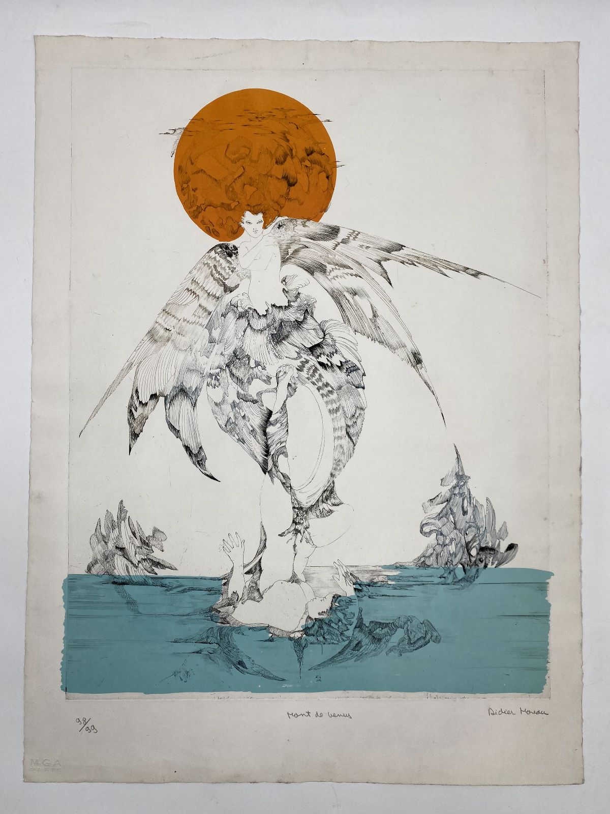 * DRUCK DIDIER MOREAU MONT DE VENUS LITHOGRAFIE HANDKOLORIERT PARIS ART NOVEAU