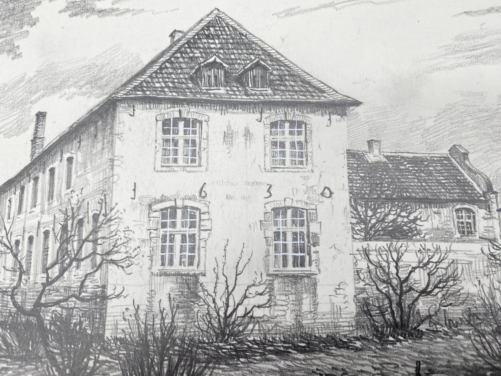 KÜNSTLER HEINZ WEHLISCH SCHLOß BERGE BEI BUER UM 1910 ZEICHNUNG HANDSIGNIERT