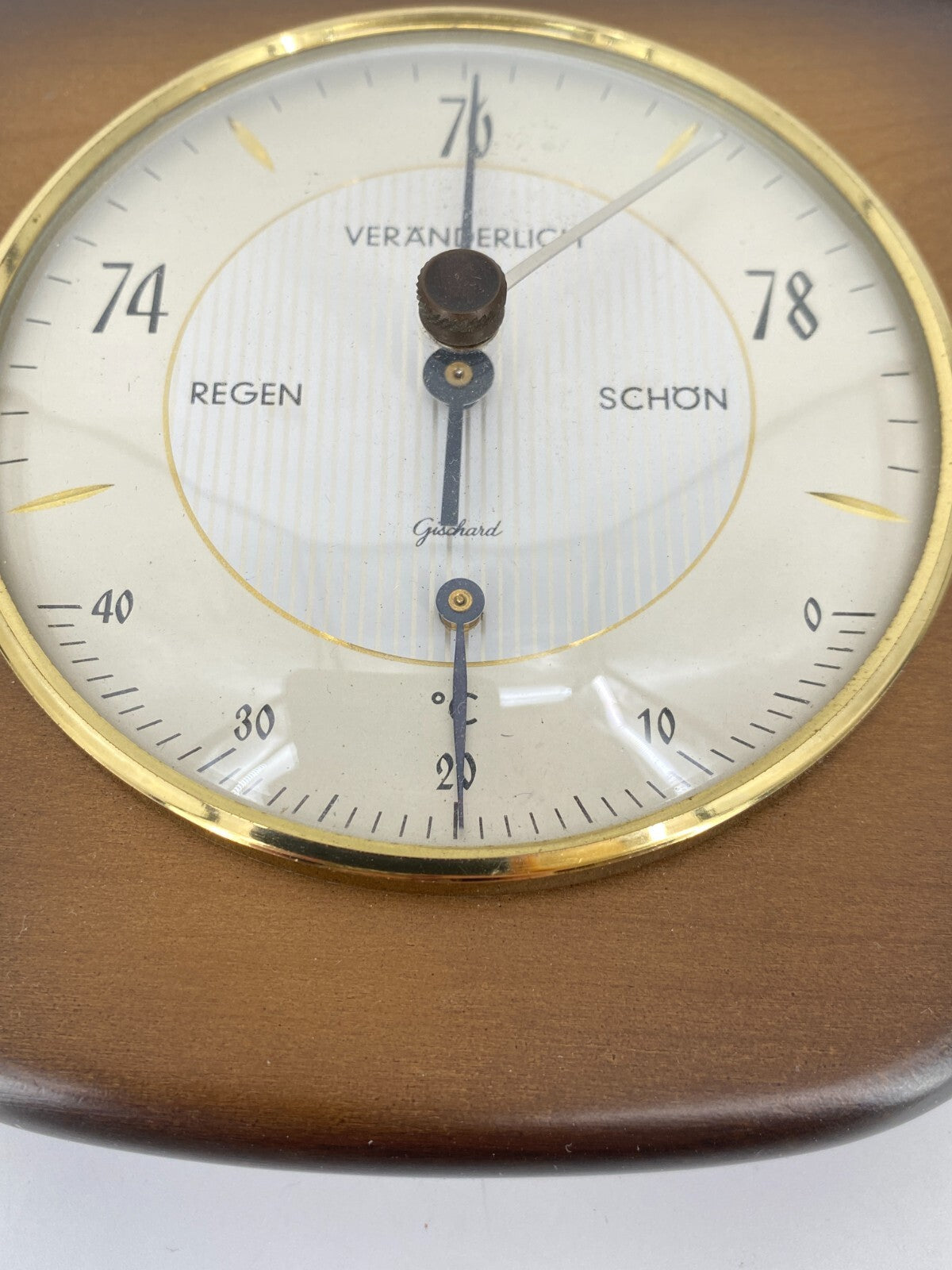 * WETTERSTATION 662 GISCHARD BAROMETER THERMOMETER HOLZ VINTAGE