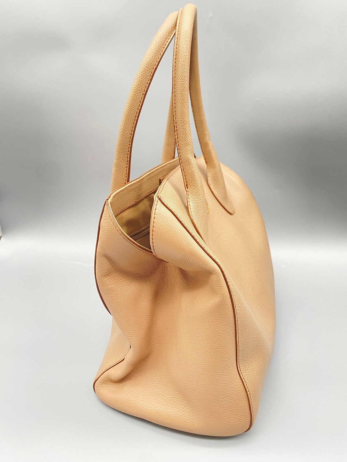 FURLA HANDTASCHE SHOPPER TASCHE BEIGE BRAUN LEDER MADE IN ITALY VINTAGE