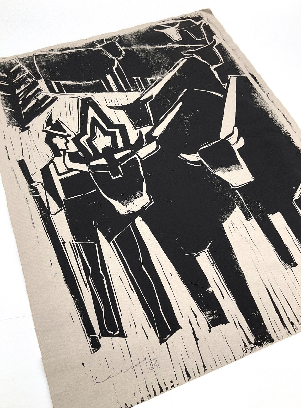 *LINOLSCHNITT WALTER KALOT ALMABTRIEB SIGNIERT 1964 GRAFIK ORIGINAL EXPRESSIV