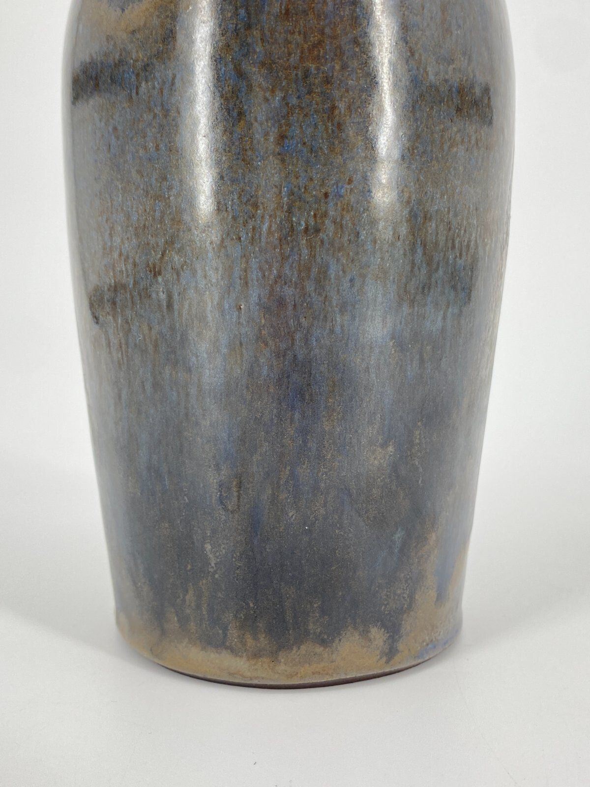 * STUDIOKERAMIK VASE GRAU BLAU BRAUN METALLIC "R" 16,5CM