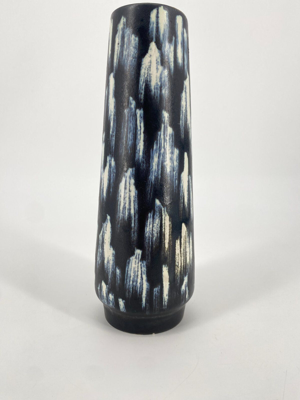 * VASE KERAMIK BLAU WEIß 31,5 CM VINTAGE MID CENTURY VINTAGE