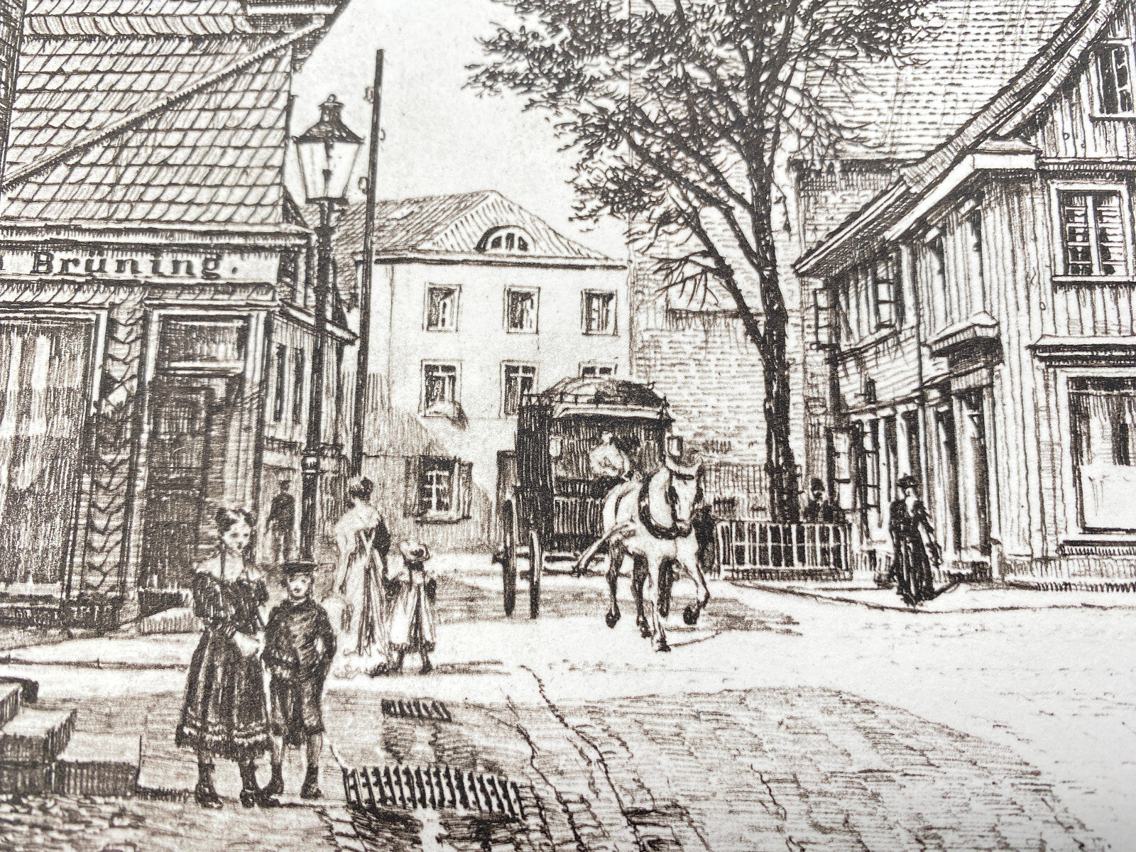 DEUTSCHER KÜNSTLER HEINZ WEHLISCH RADIERUNG  BURSCHEID UM 1900