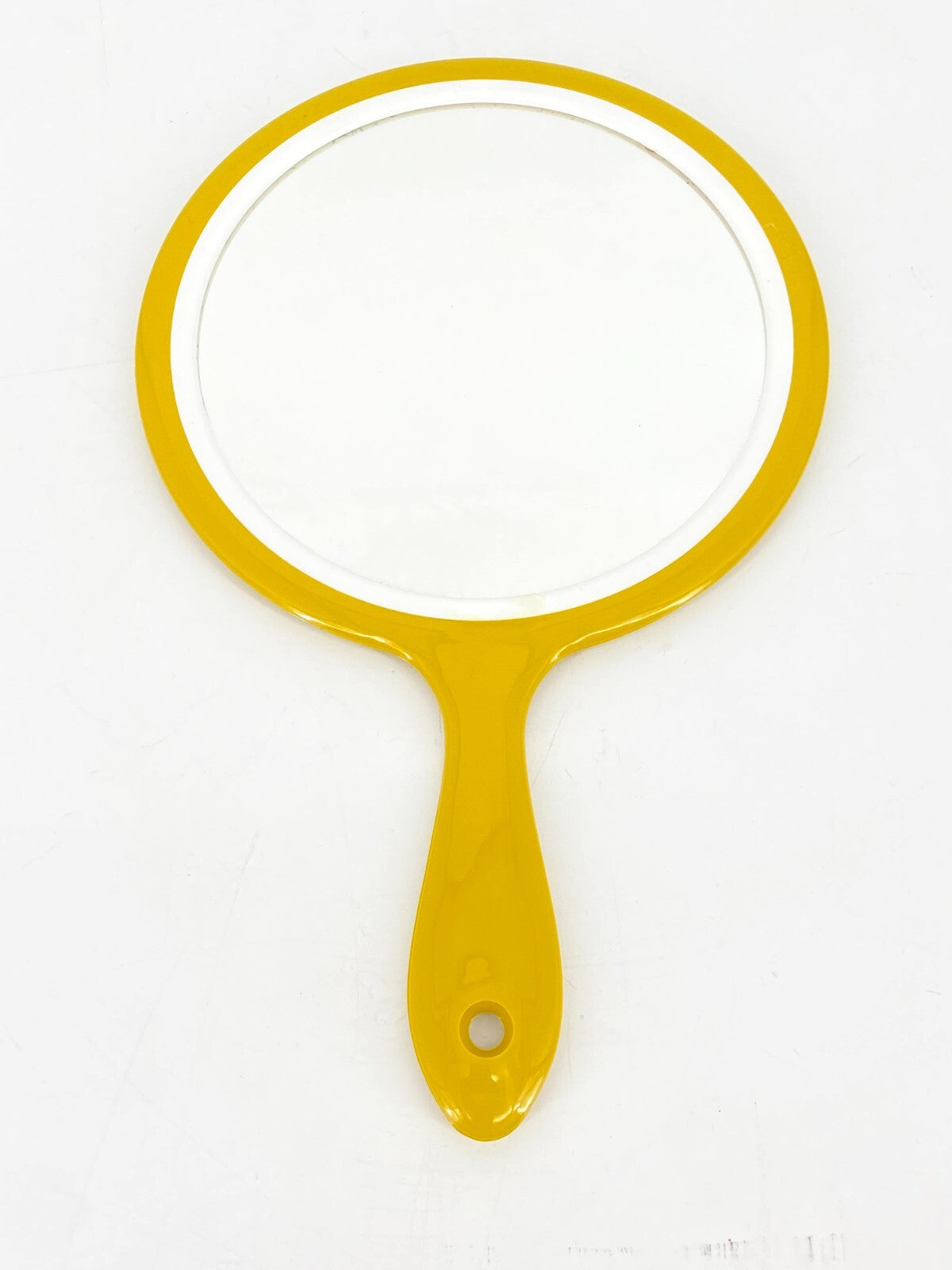 *HANDSPIEGEL  SCHMINKSPIEGEL KUNSTSTOFF GELB 1960ER 70ER VINTAGE MID CENTURY