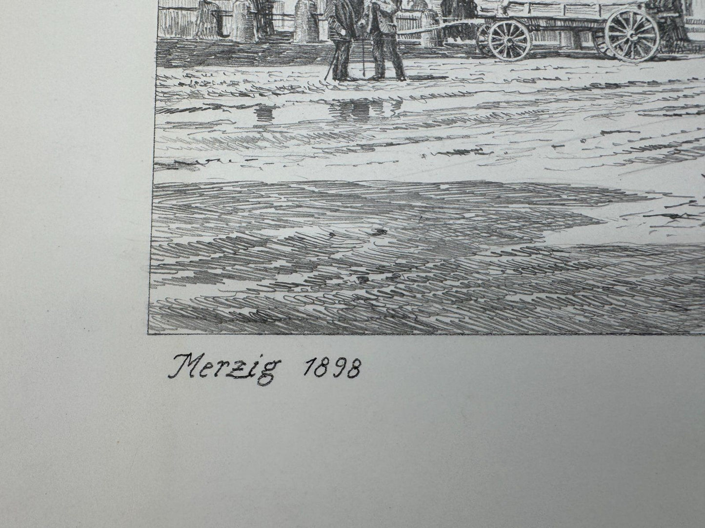* HEINZ WEHLISCH ZEICHNUNG MERZIG 1898 ANSICHT SIGNIERT