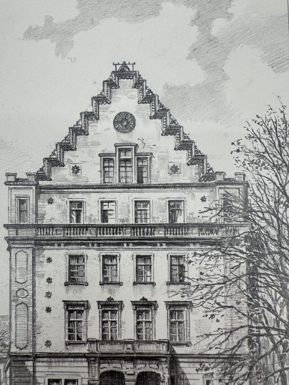 * HEINZ WEHLISCH ZEICHNUNG DURLACH MARKTPLATZ SIGNIERT
