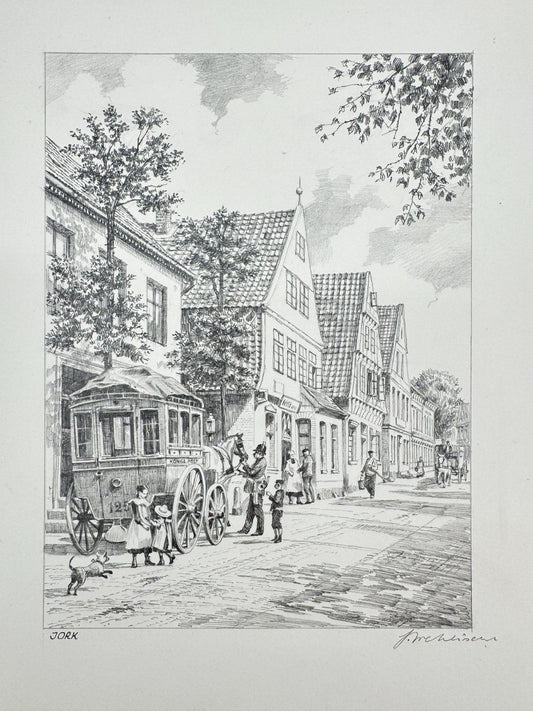 * HEINZ WEHLISCH ZEICHNUNG JORK POSTKUTSCHE UM 1850 SIGNIERT