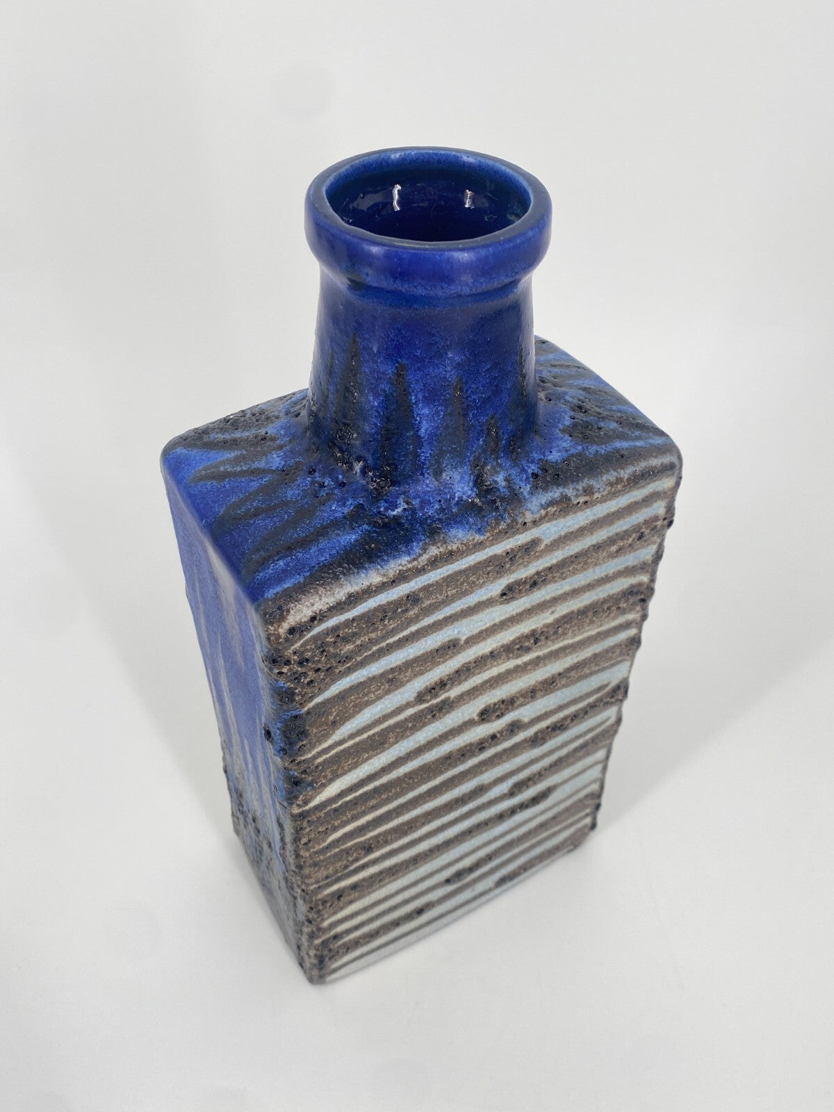 * SCHEURICH FAT LAVA VASE BLAU MID CENTURY 70ER STUDIOKERAMIK 30CM