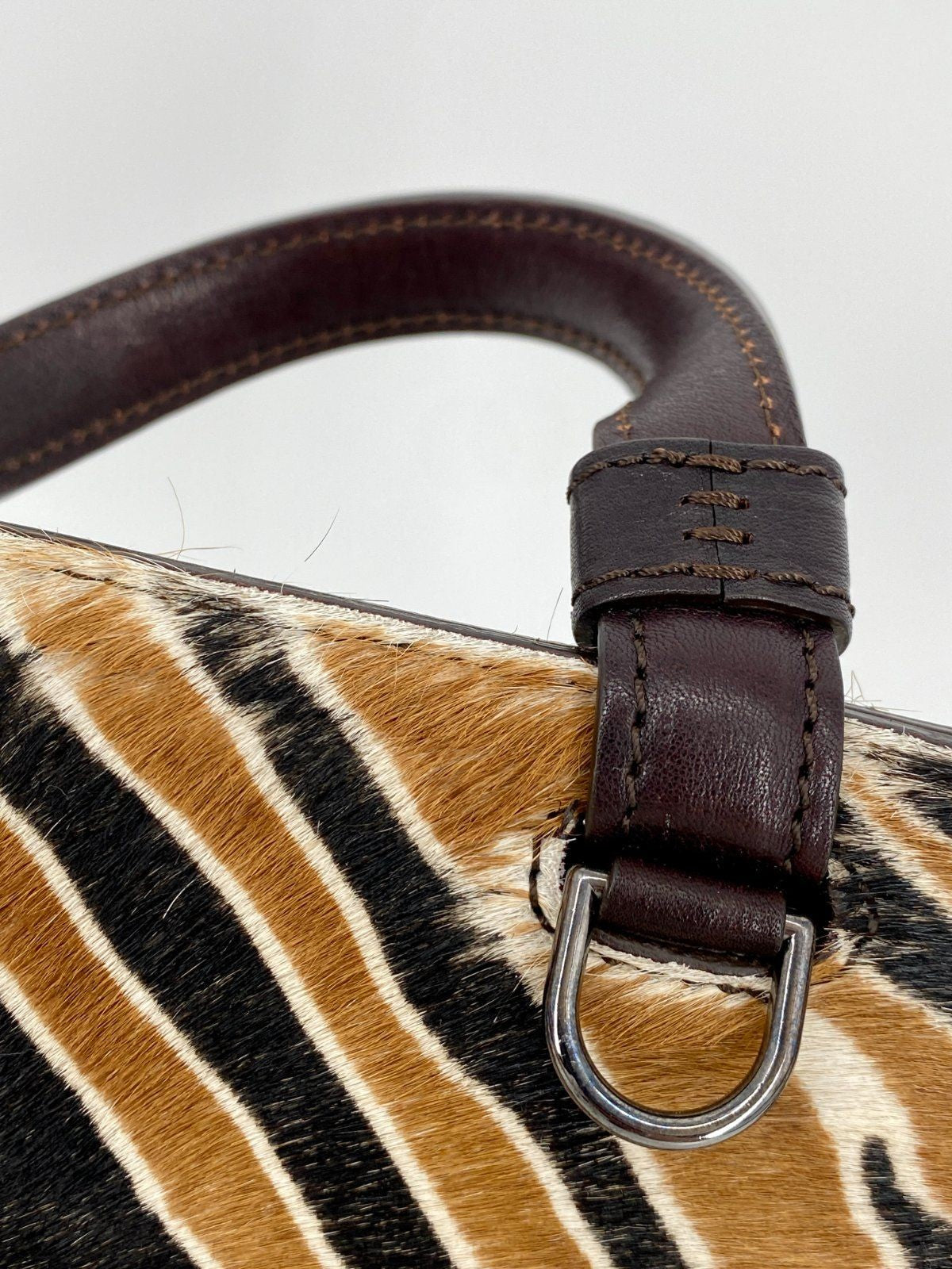 * ROSAMARO HANDGEMACHTE HANDTASCHE ITALIEN LEDER ZEBRA PRINT