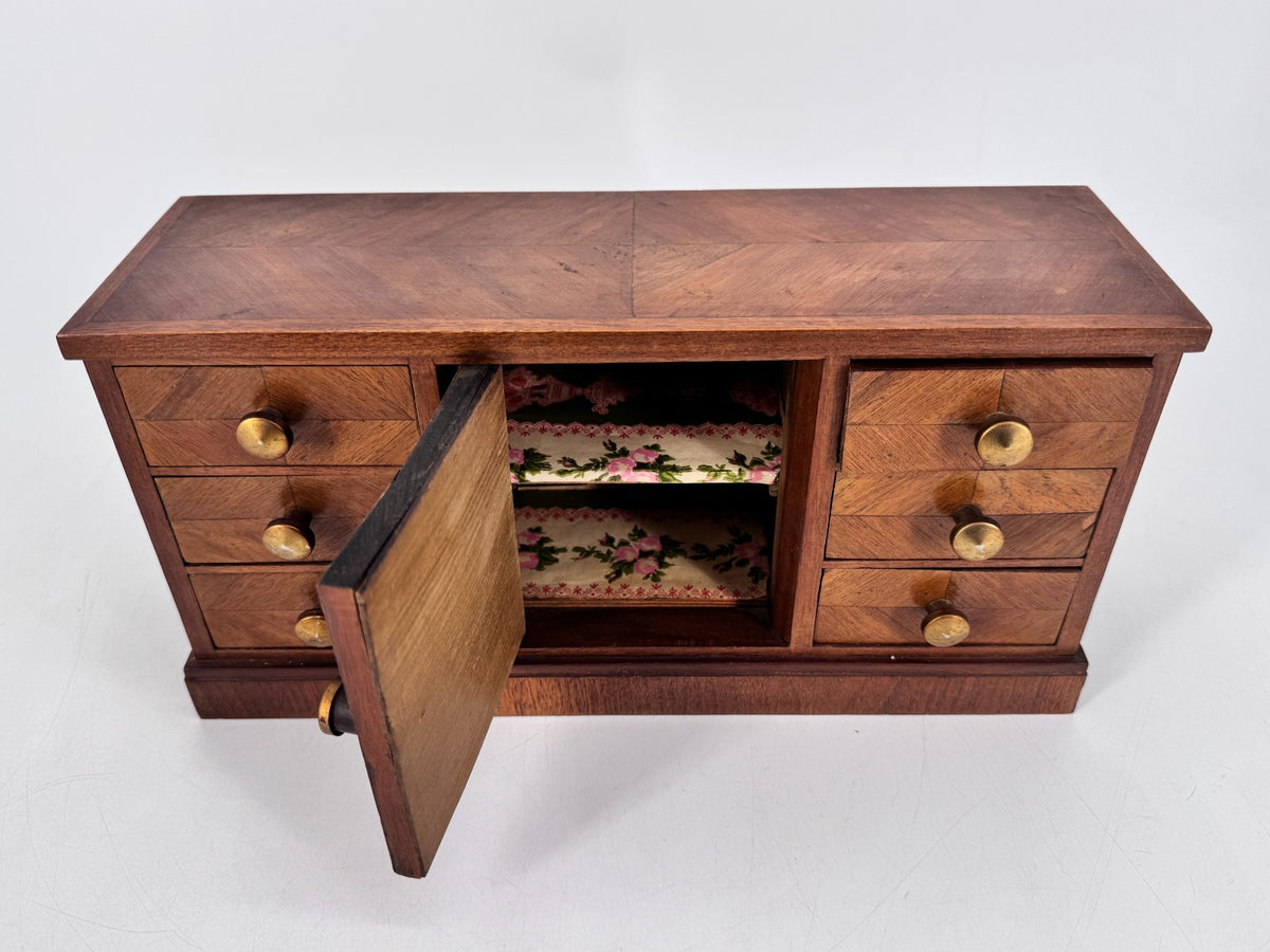 * SCHMUCK SCHRÄNKCHEN SCHATULLE BOX HOLZ ANTIK TEAK FURNIER VINTAGE
