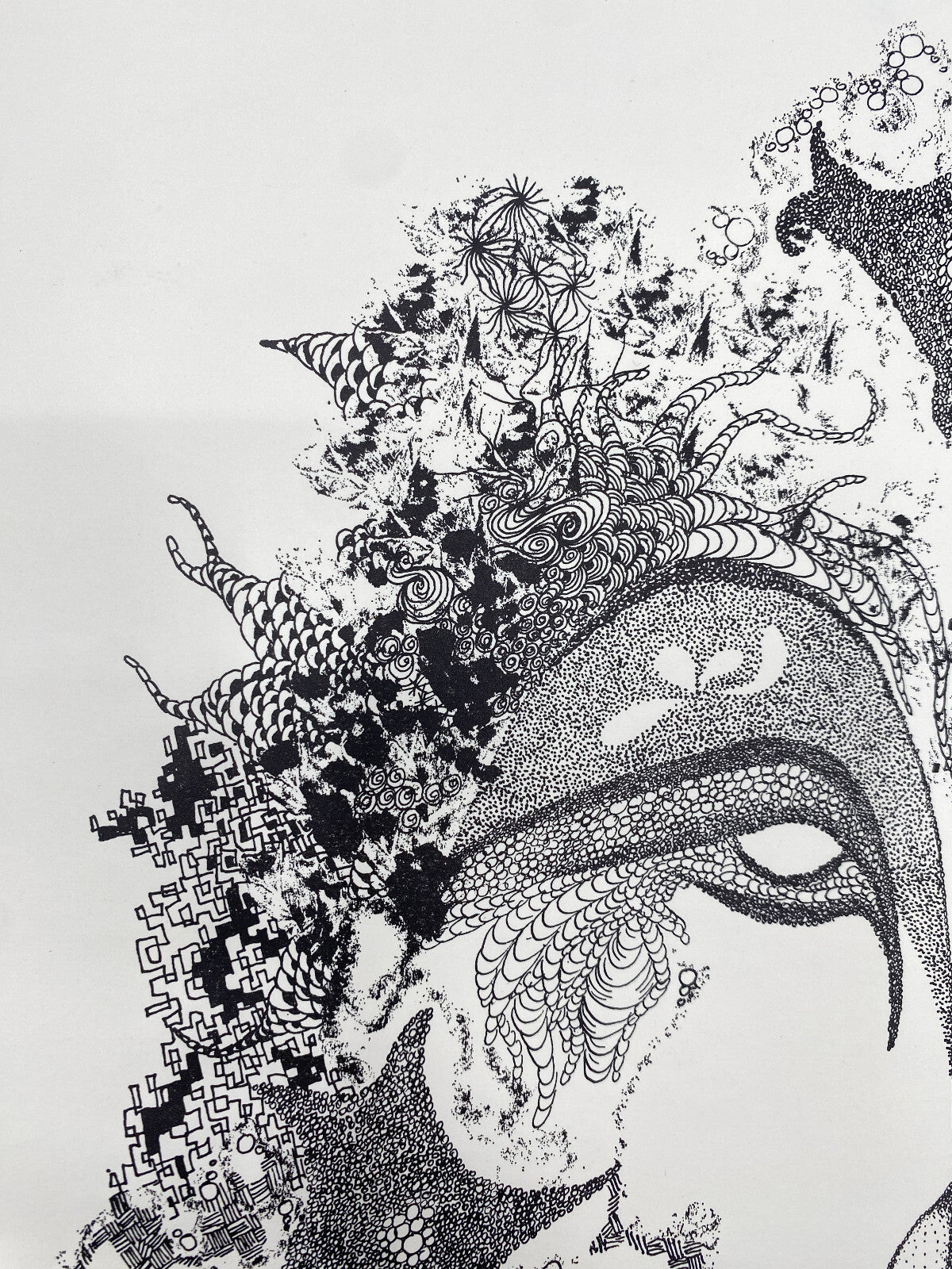 * 1v2 ANNELIE STÄRK GRAFIK DRUCK ABSTRAKT SURREAL GESICHT ZEICHNUNG SIGNIERT 70