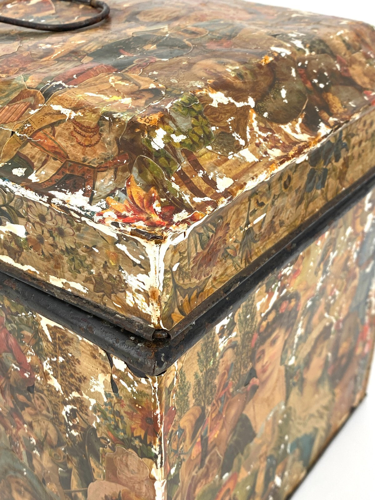 *METALL KISTE BOX BLECH ANTIK VINTAGE GROSS AUFBEWAHRUNG DECOUPAGE COLLAGE