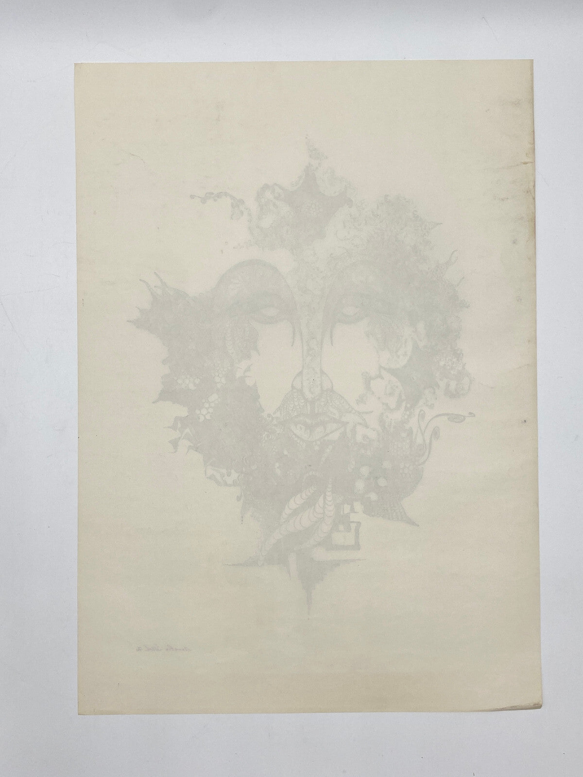 * 1v2 ANNELIE STÄRK GRAFIK DRUCK ABSTRAKT SURREAL GESICHT ZEICHNUNG SIGNIERT 70