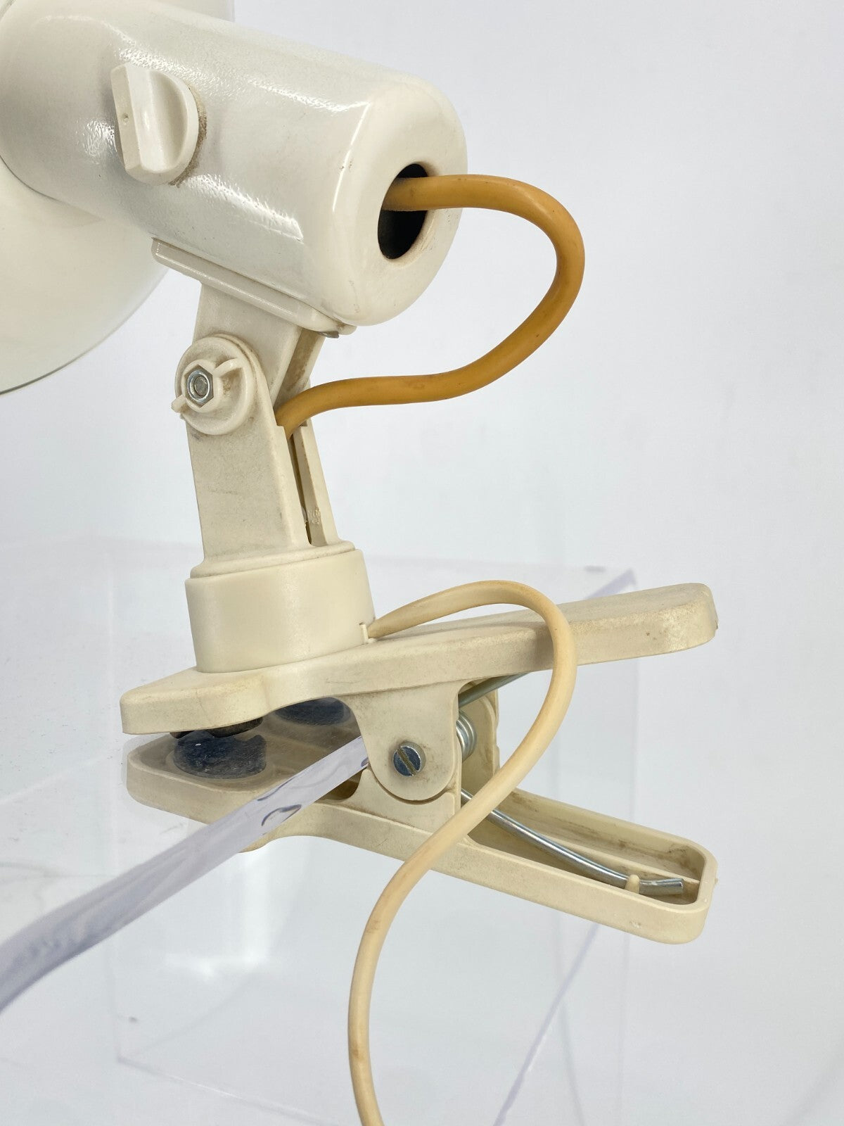 * KLEMMLAMPE SPOT CREME WEIß CHROM FACETTIERT VINTAGE 60ER 70ER