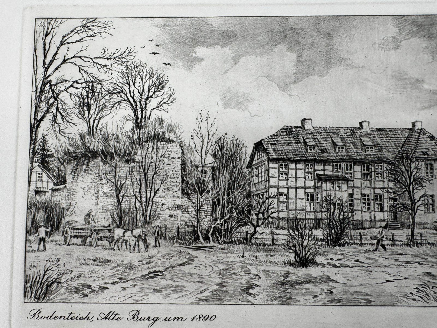* HEINZ WEHLISCH ORIGINAL RADIERUNG BODENTEICH ALTE BURG UM 1890