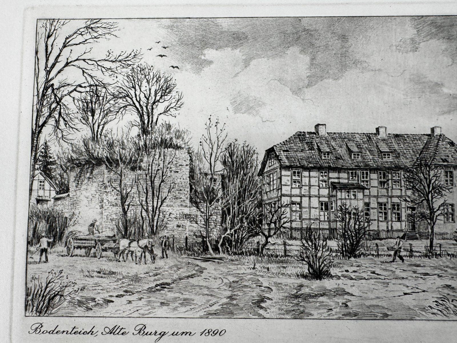 * HEINZ WEHLISCH ORIGINAL RADIERUNG BODENTEICH ALTE BURG UM 1890