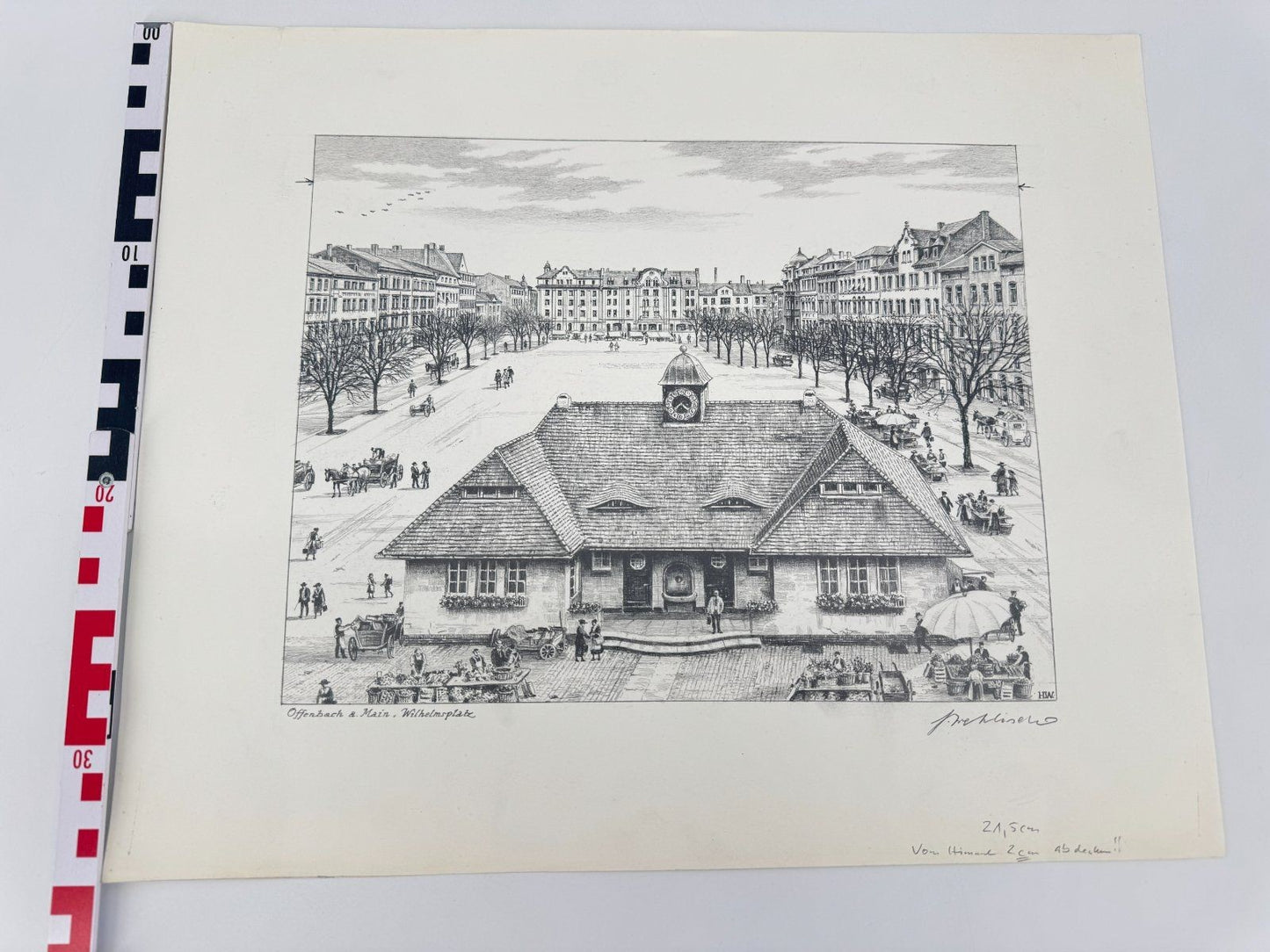 * HEINZ WEHLISCH ZEICHNUNG OFFENBACH A. MAIN WILHELMSPLATZ ANSICH