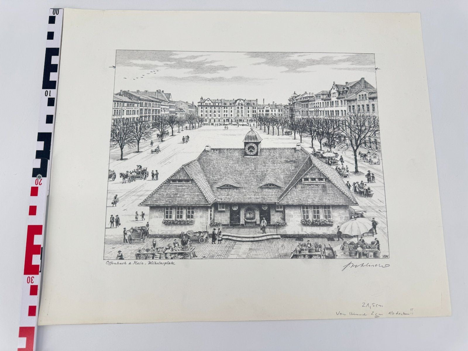 * HEINZ WEHLISCH ZEICHNUNG OFFENBACH A. MAIN WILHELMSPLATZ ANSICH