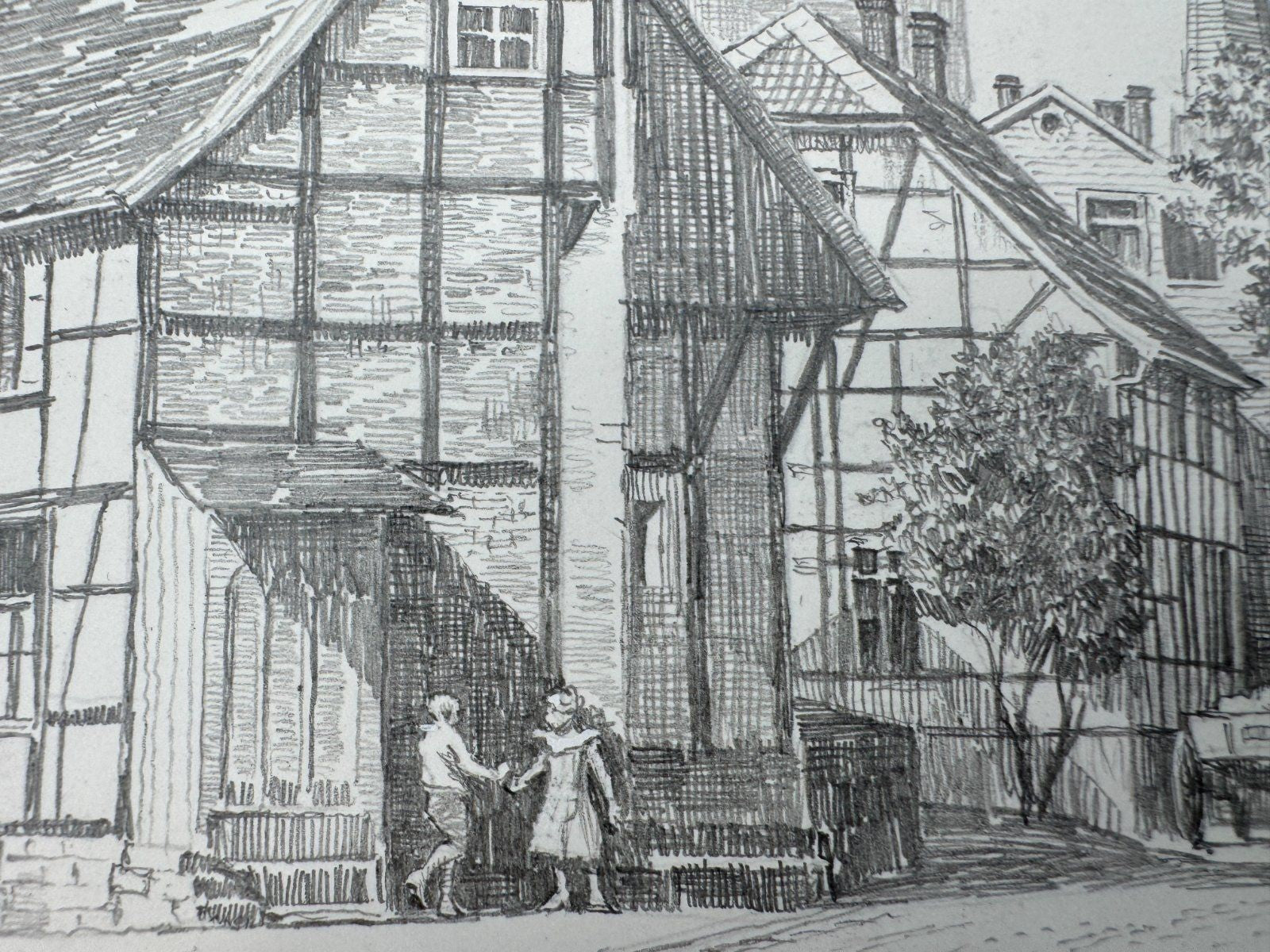 * HEINZ WEHLISCH ZEICHNUNG WITTEN RUHR ALTER WINKEL ANSICHT SIGNI