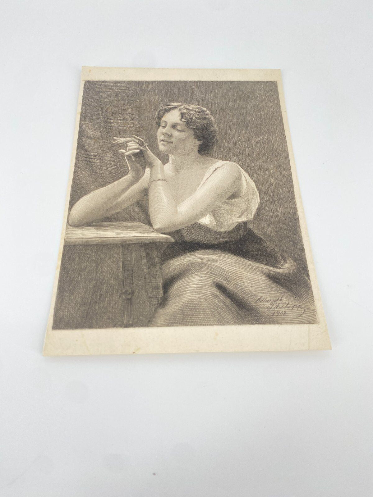* RADIERUNG STICH HELLMUTH PHILIPP DRUCK FRAU DAME MÄDCHEN GRAFIK