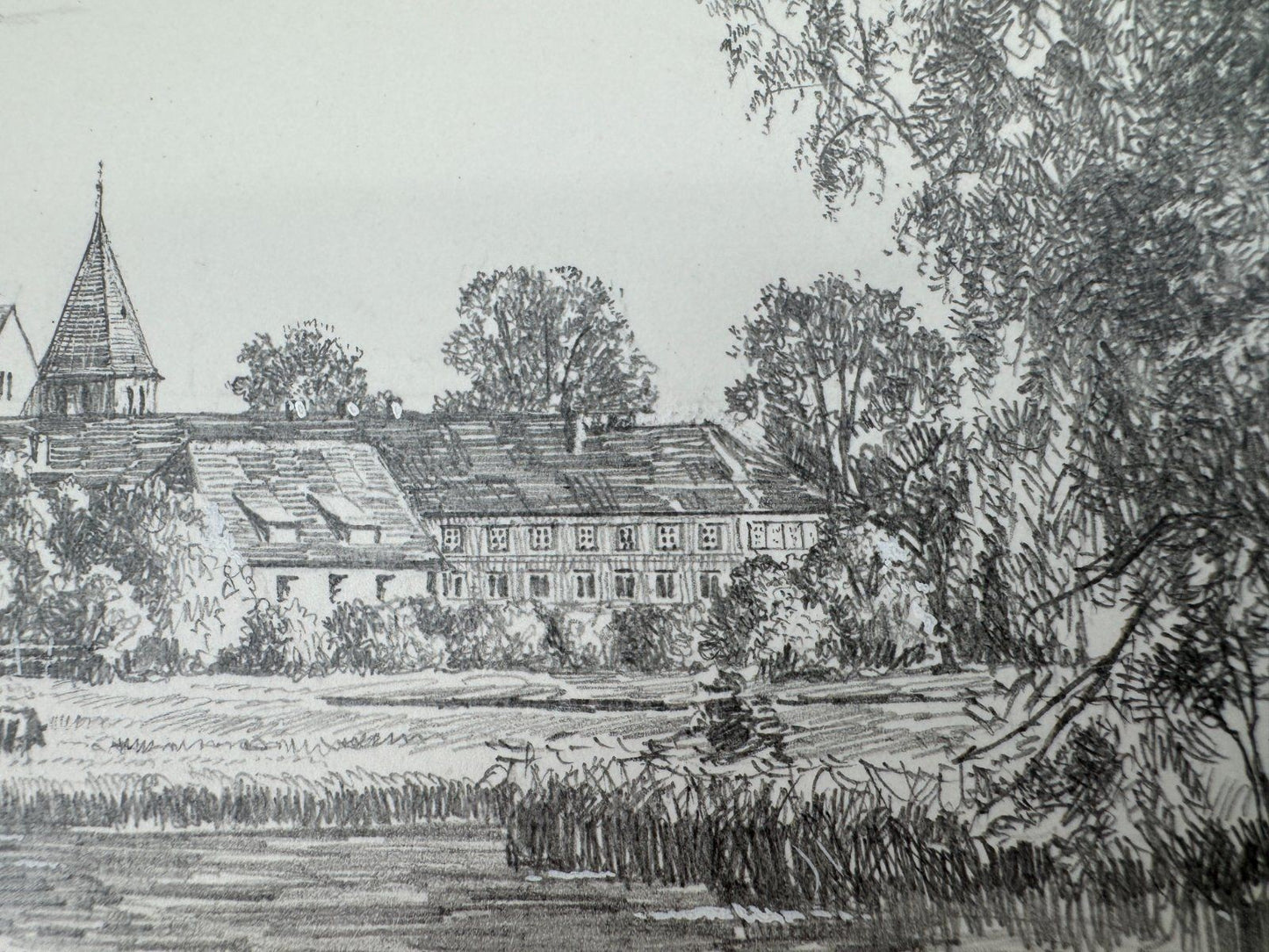* HEINZ WEHLISCH ZEICHNUNG EBSTORF AHRENSBERG UM 1910 ANSICHT