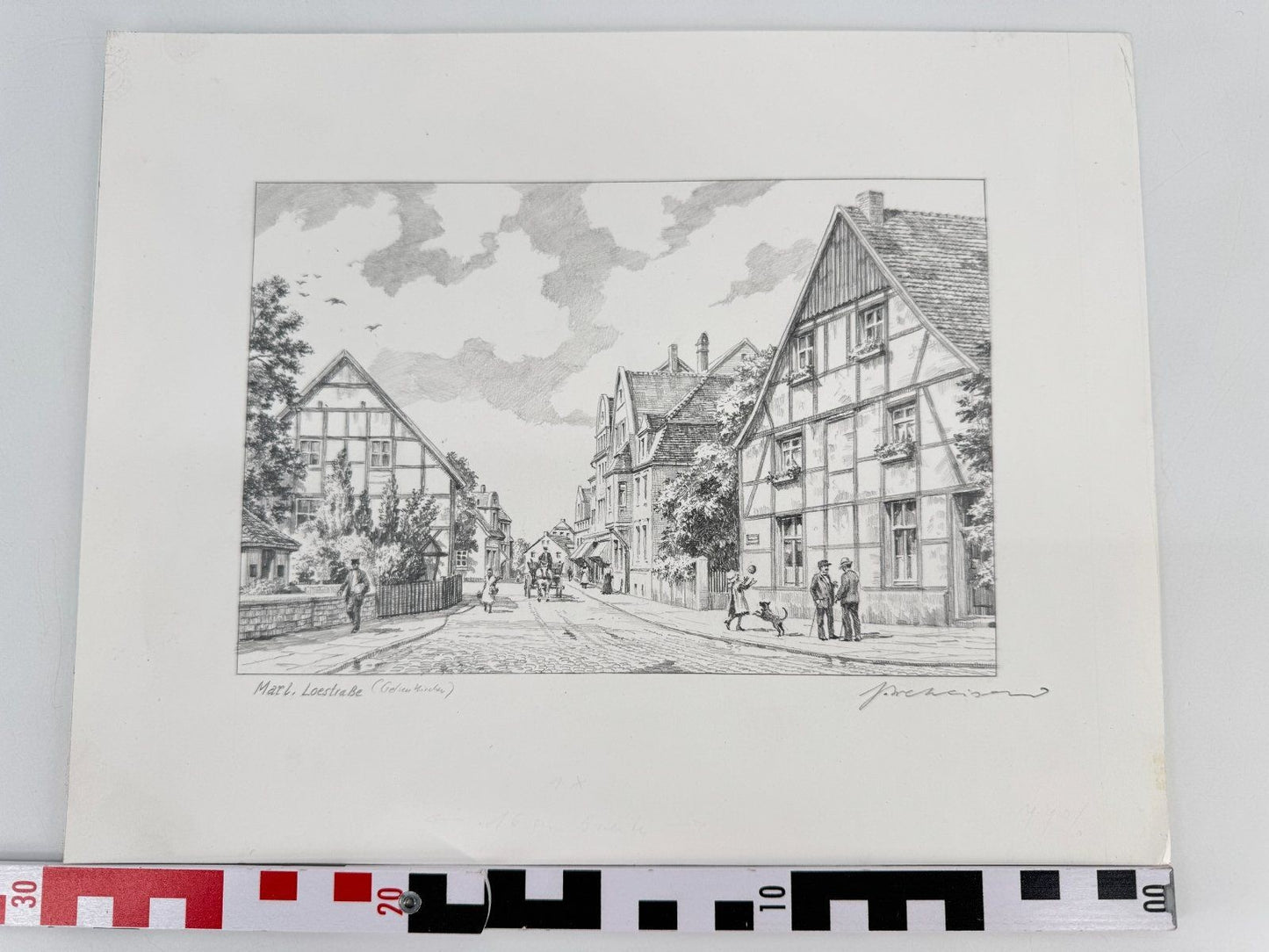 * HEINZ WEHLISCH ZEICHNUNG MARL LOERSTRAßE GELSENKIRCHEN SIGNIERT
