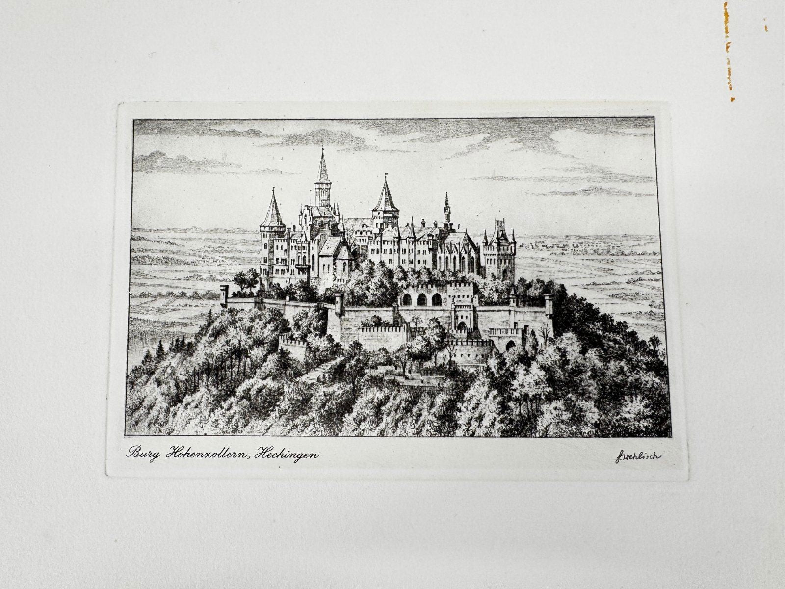 * HEINZ WEHLISCH RADIERUNG BURG HOHENZOLLERN HECHINGEN ANSICHT