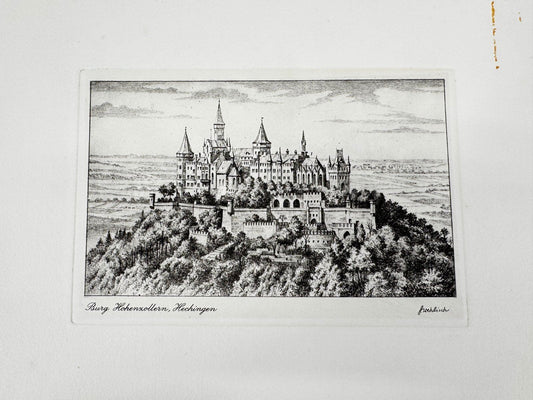 * HEINZ WEHLISCH RADIERUNG BURG HOHENZOLLERN HECHINGEN ANSICHT