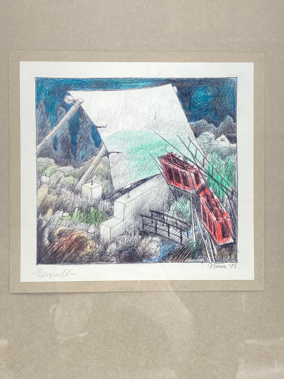 * ORIGINAL DRUCK RADIERUNG KUNSTWERK JÜRGEN TENZ BILD KUNST 1985