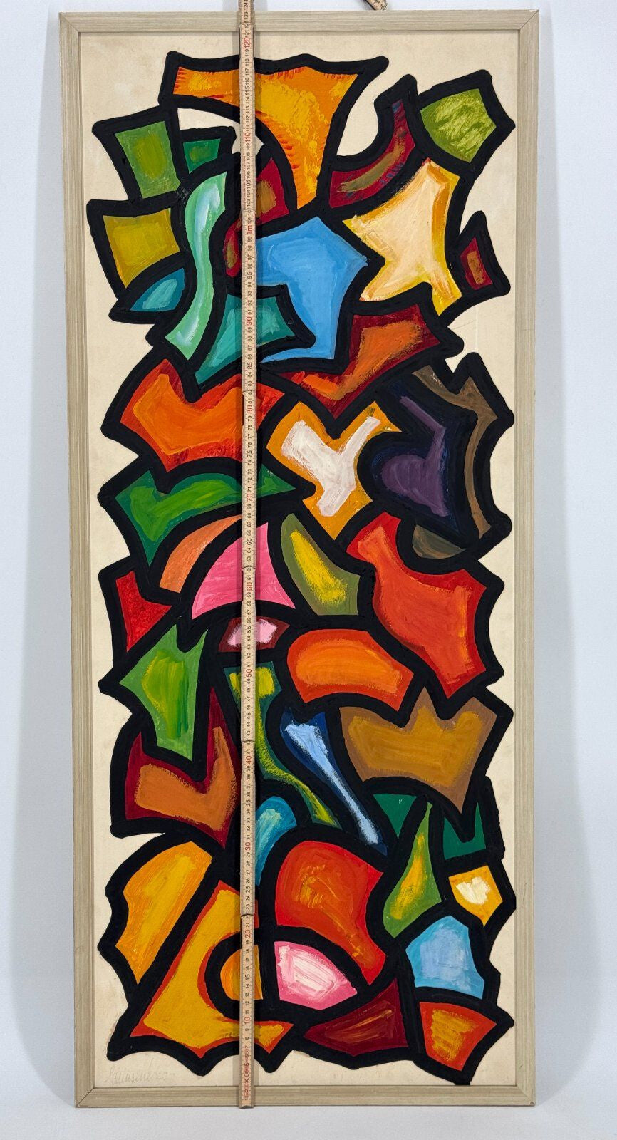 *GEMÄLDE ABSTRAKTE KOMPOSITION 1973 SIGNIERT ACRYL BUNT GERAHMT