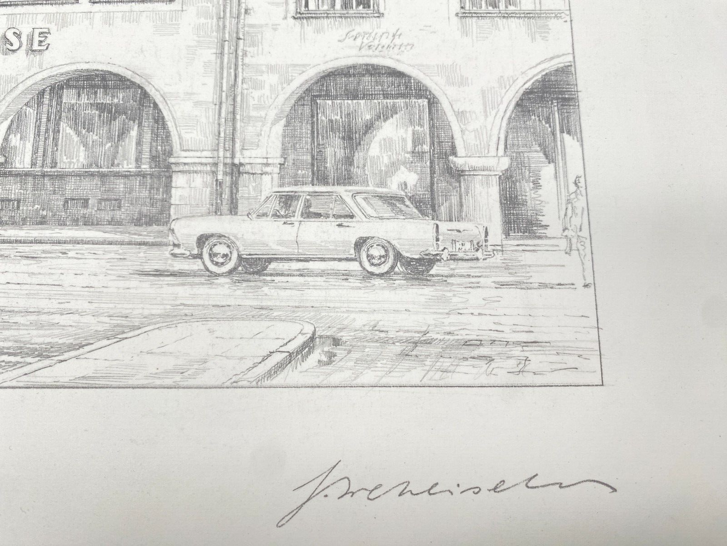 HEINZ WEHLISCH ZEICHNUNG KREISSPARKASSE FREUDENSTADT ARKADEN HANDSIGNIERT