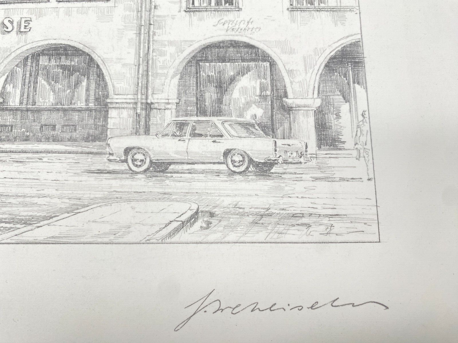 HEINZ WEHLISCH ZEICHNUNG KREISSPARKASSE FREUDENSTADT ARKADEN HANDSIGNIERT