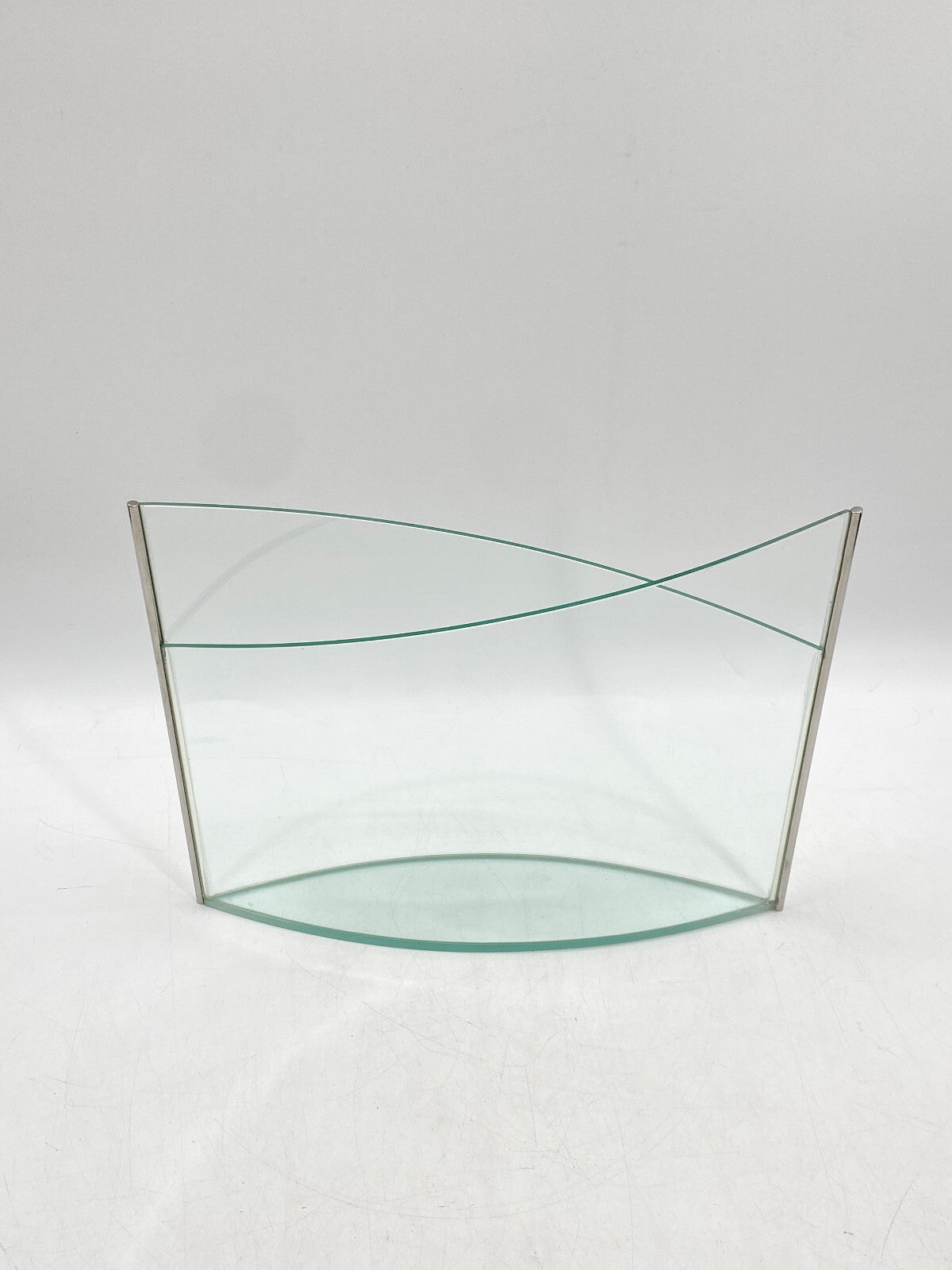 * KUNSTVOLLE VASE GLAS GLASVASE EDELSTAHL MID CENTURY DESIGN