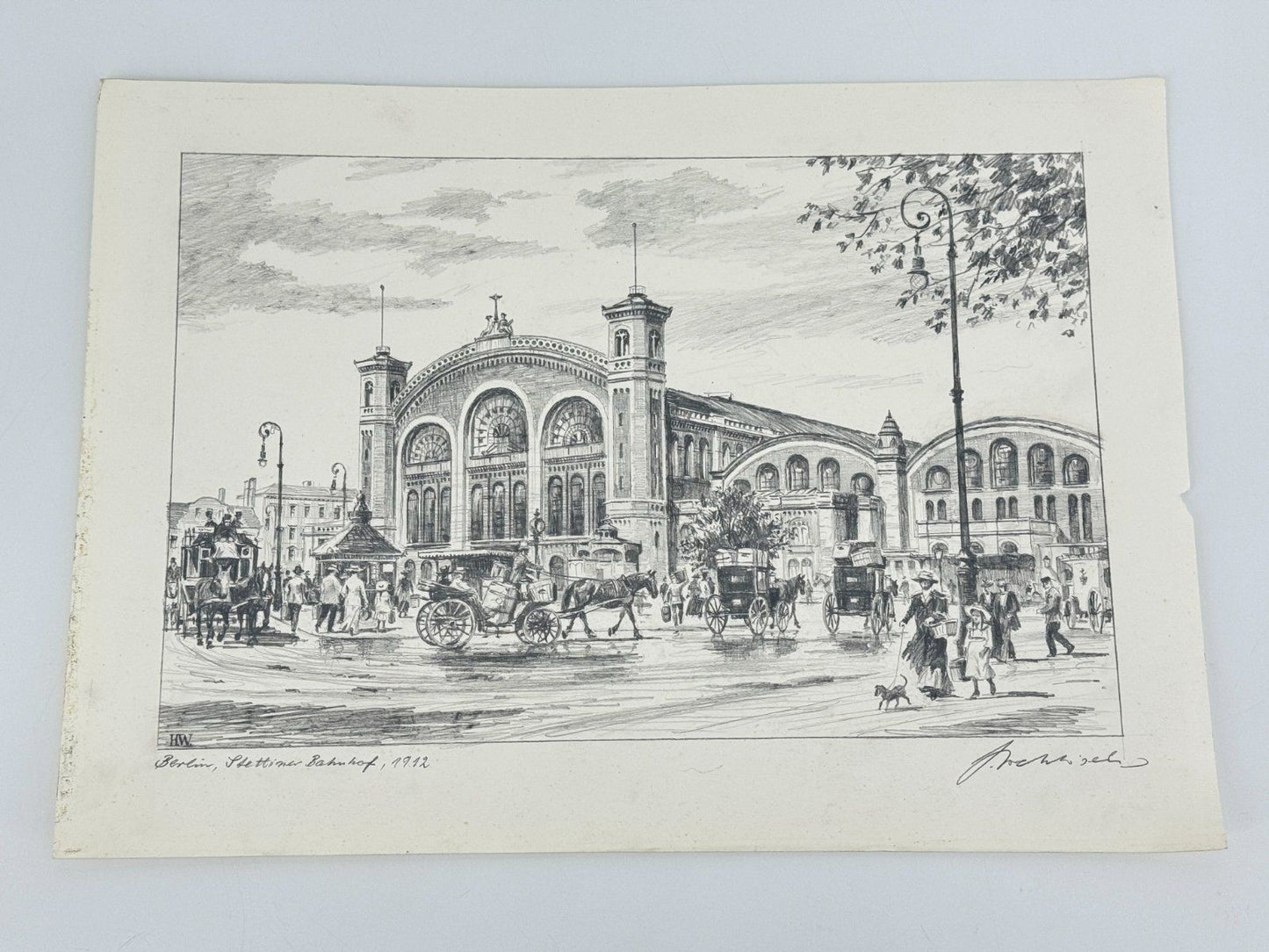 * HEINZ WEHLISCH ZEICHNUNG STETTINER BAHNHOF BERLIN ANSICHT 1912