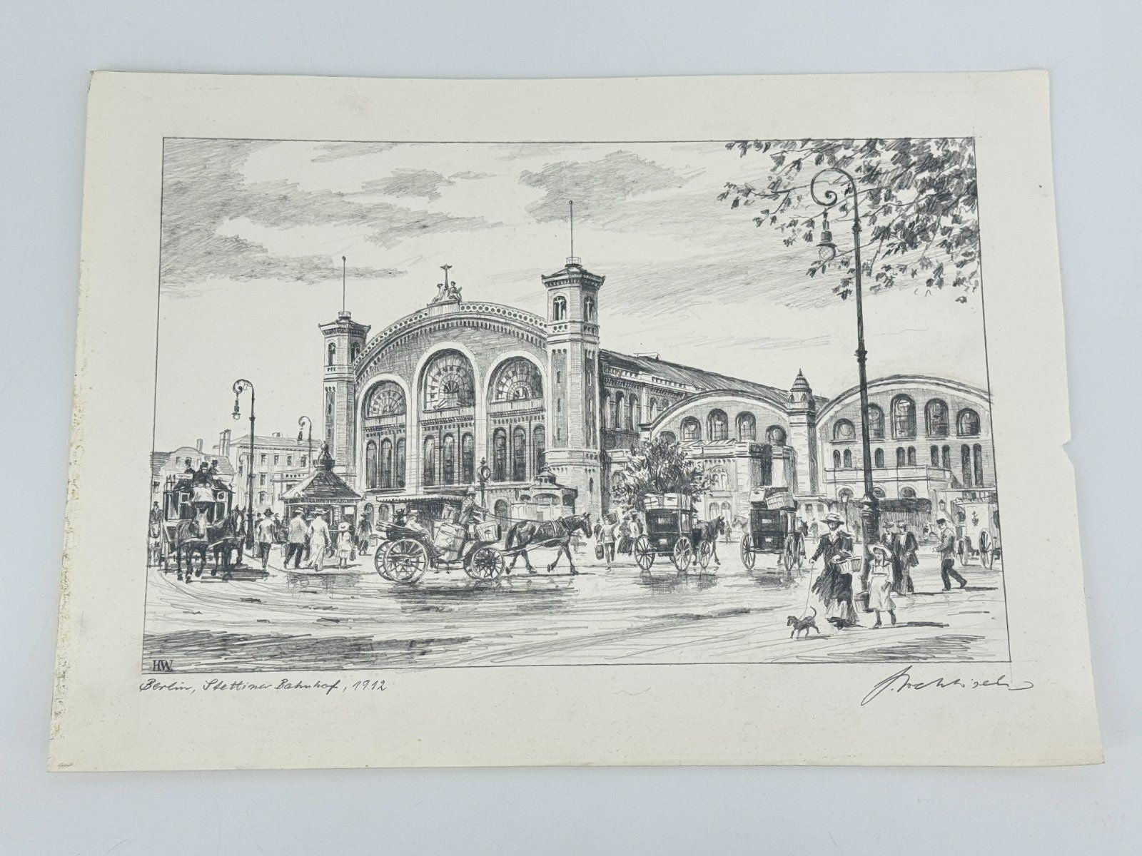 * HEINZ WEHLISCH ZEICHNUNG STETTINER BAHNHOF BERLIN ANSICHT 1912