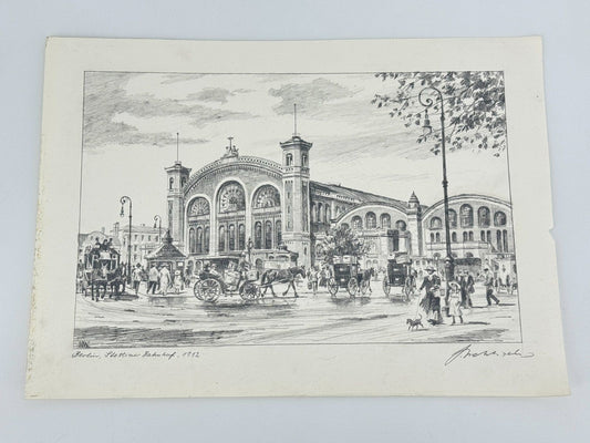 * HEINZ WEHLISCH ZEICHNUNG STETTINER BAHNHOF BERLIN ANSICHT 1912
