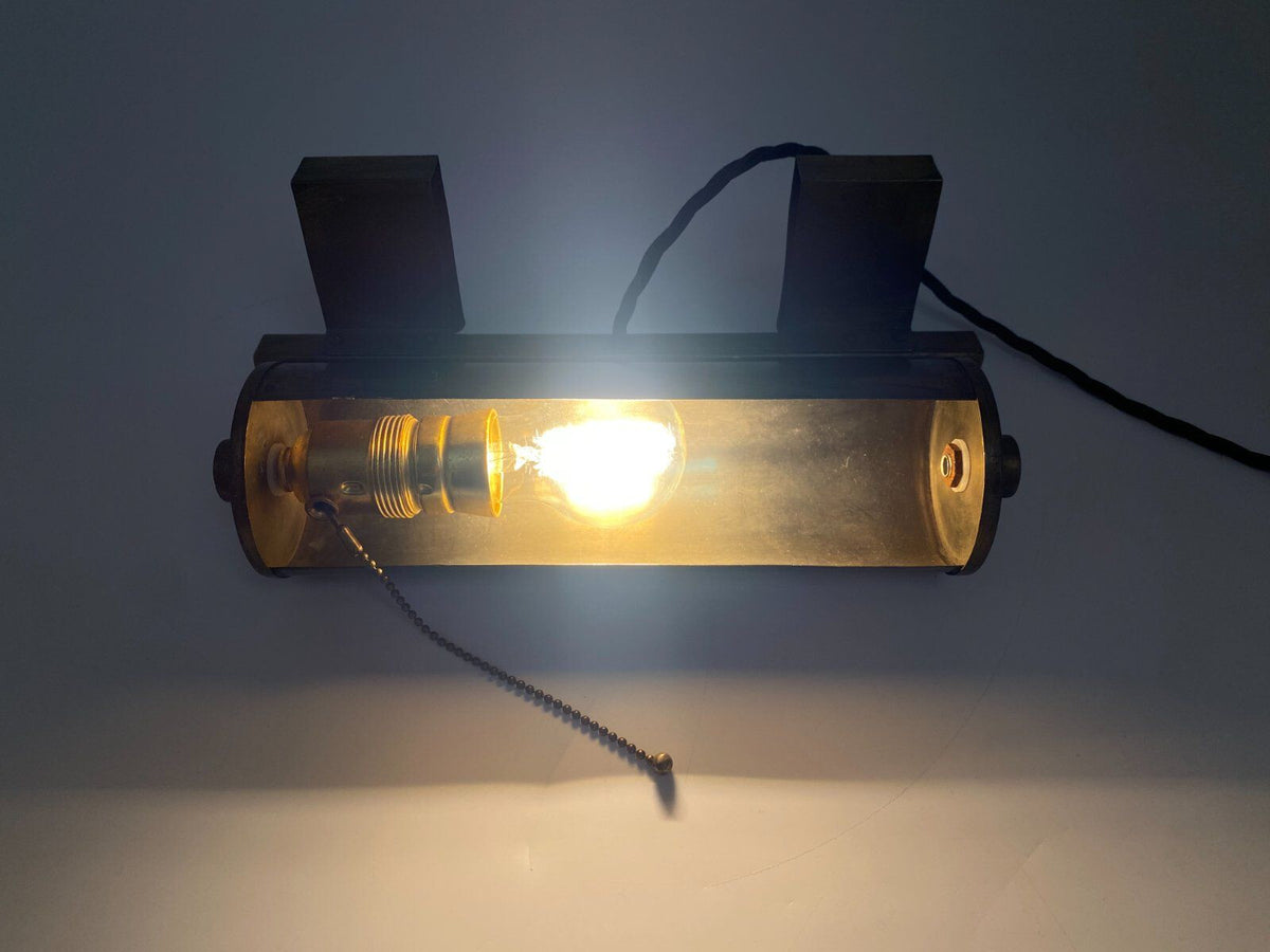 * WANDLAMPE REGALLAMPE MESSING KLEMMLEUCHTE ART DECO SPOT HALTERUNG