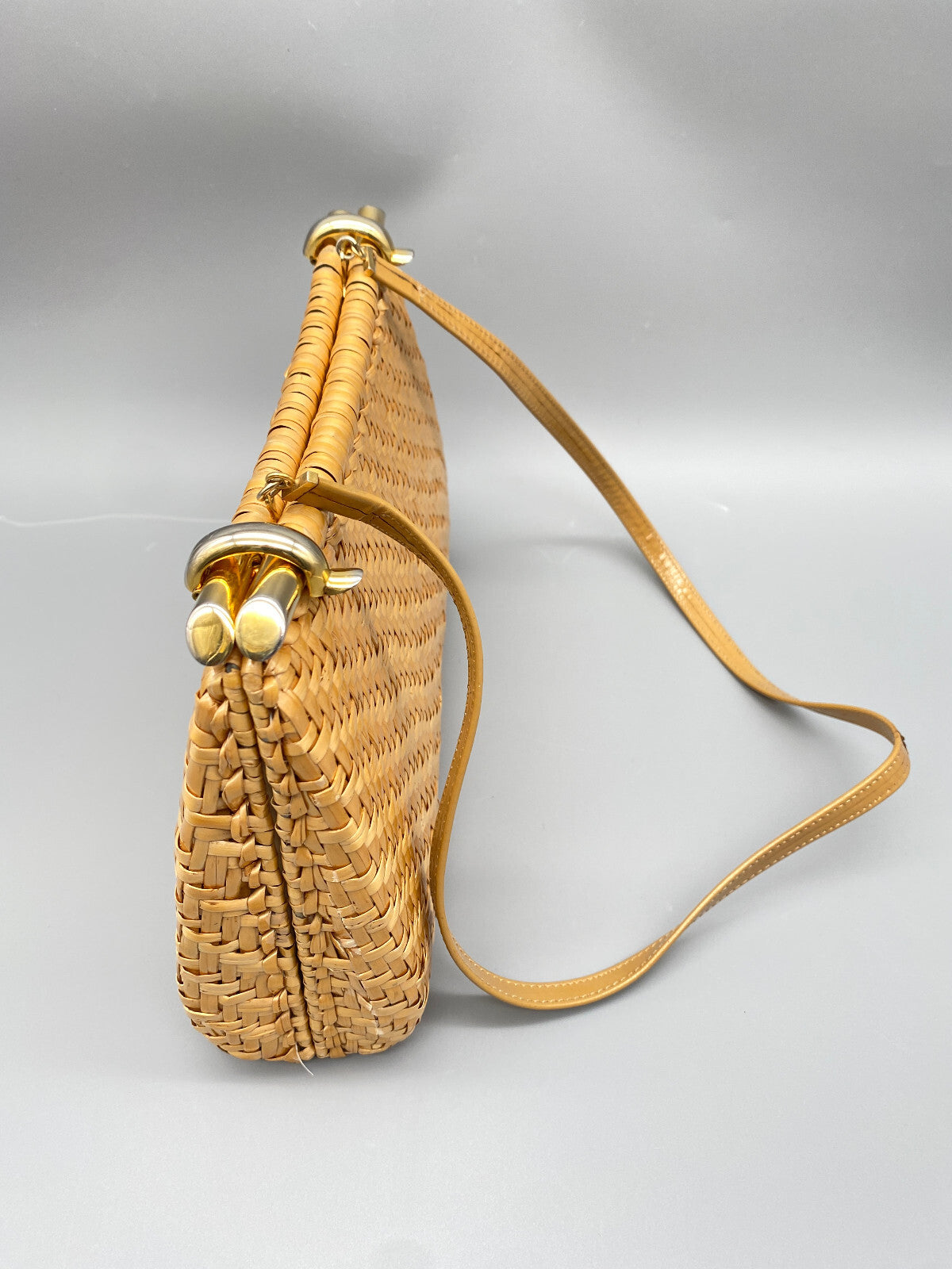 RODO DAMEN CLUTCH HANDTASCHE KORBGEFLECHT MADE IN ITALY 70ER JAHRE VINTAGE