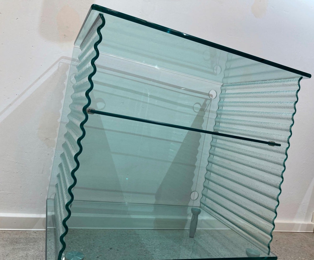 *HiFi PHONO GLAS SIDEBOARD RON ARAD FIAM 1980er ITALY ONDA