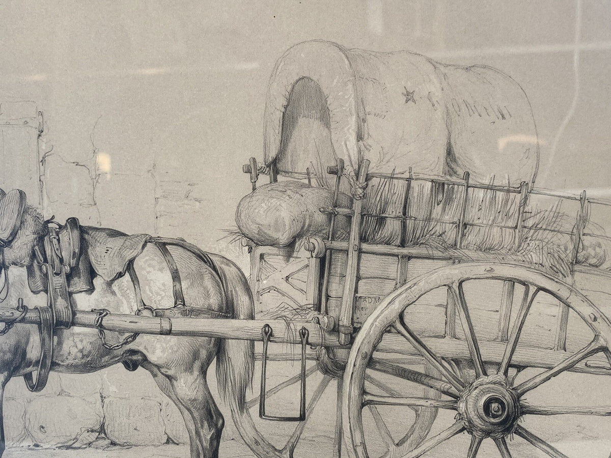 * 2 x VICTOR ADAM 19 JHDT LITHOGRAPHIE POSTE AUX CHEVAUX PFERDE WAGEN TRANSPORT