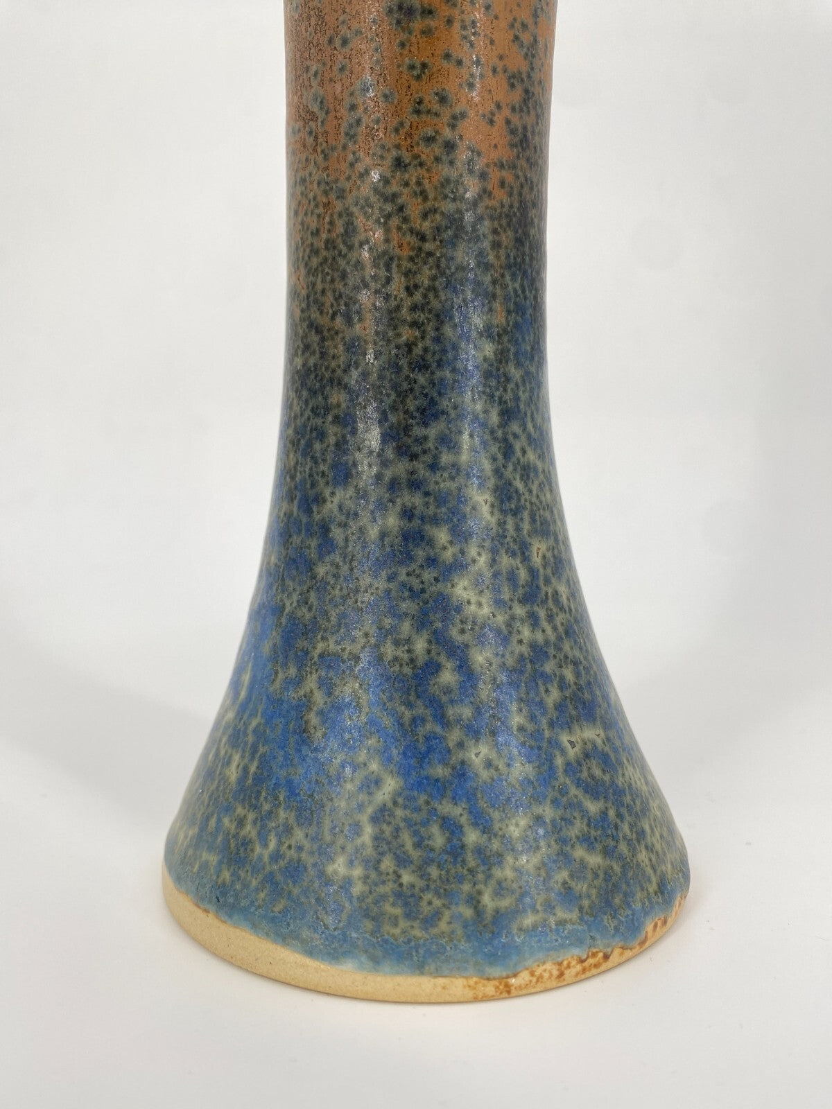 * STUDIO KERAMIK HELMUT SCHWABE VASE BLAU BRAUN KONKAV 30 CM VINTAGE