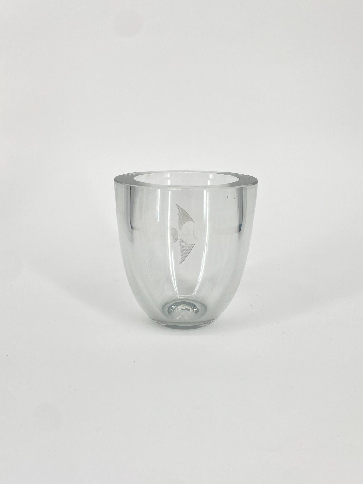 * VASE GLAS SCHWEDEN VINTAGE  KRISTALLGLAS FISCH DESIGN VINTAGE