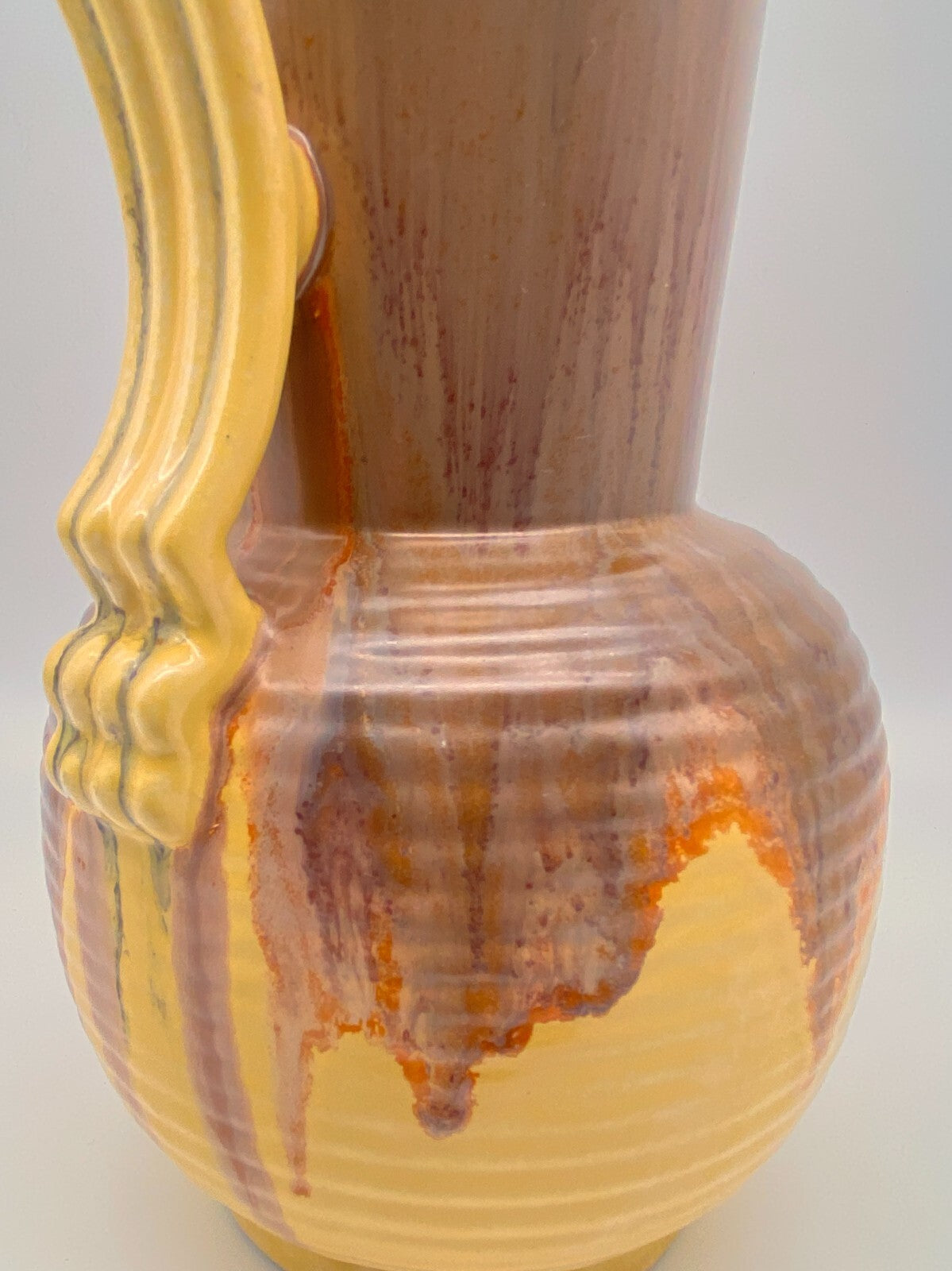 STEULER KERAMIK VASE LAUFGLASUR HENKEL AMPHORE FAT LAVA 30er ART DECO