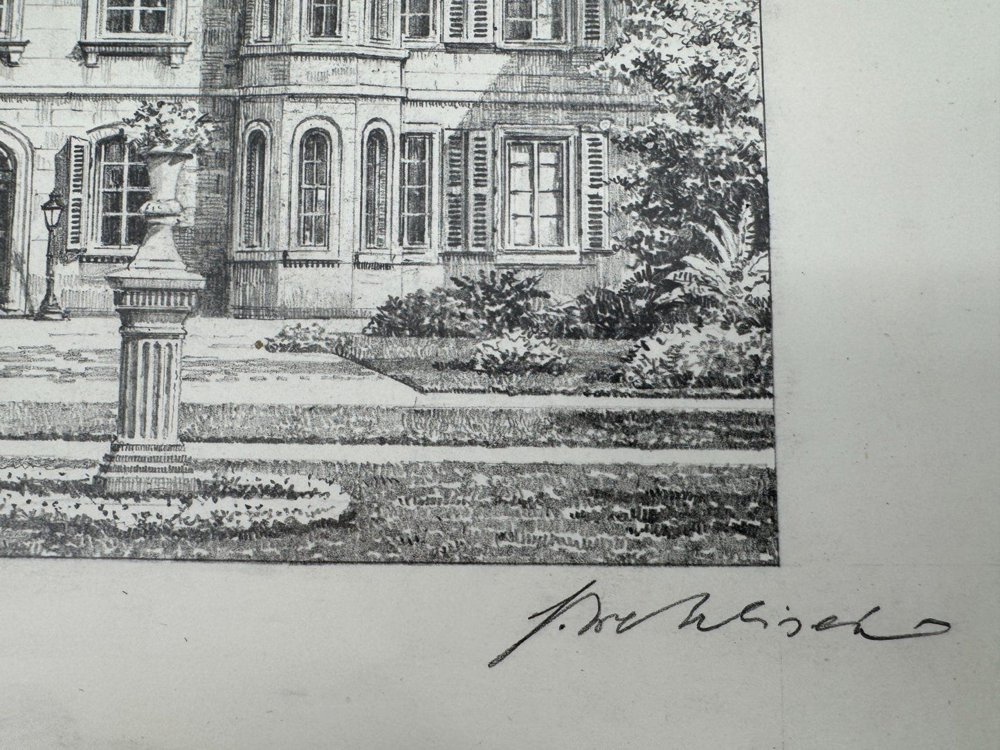* HEINZ WEHLISCH ZEICHNUNG BAYREUTH SCHLOß FANTAISIE ANSICHT SIGNIERT