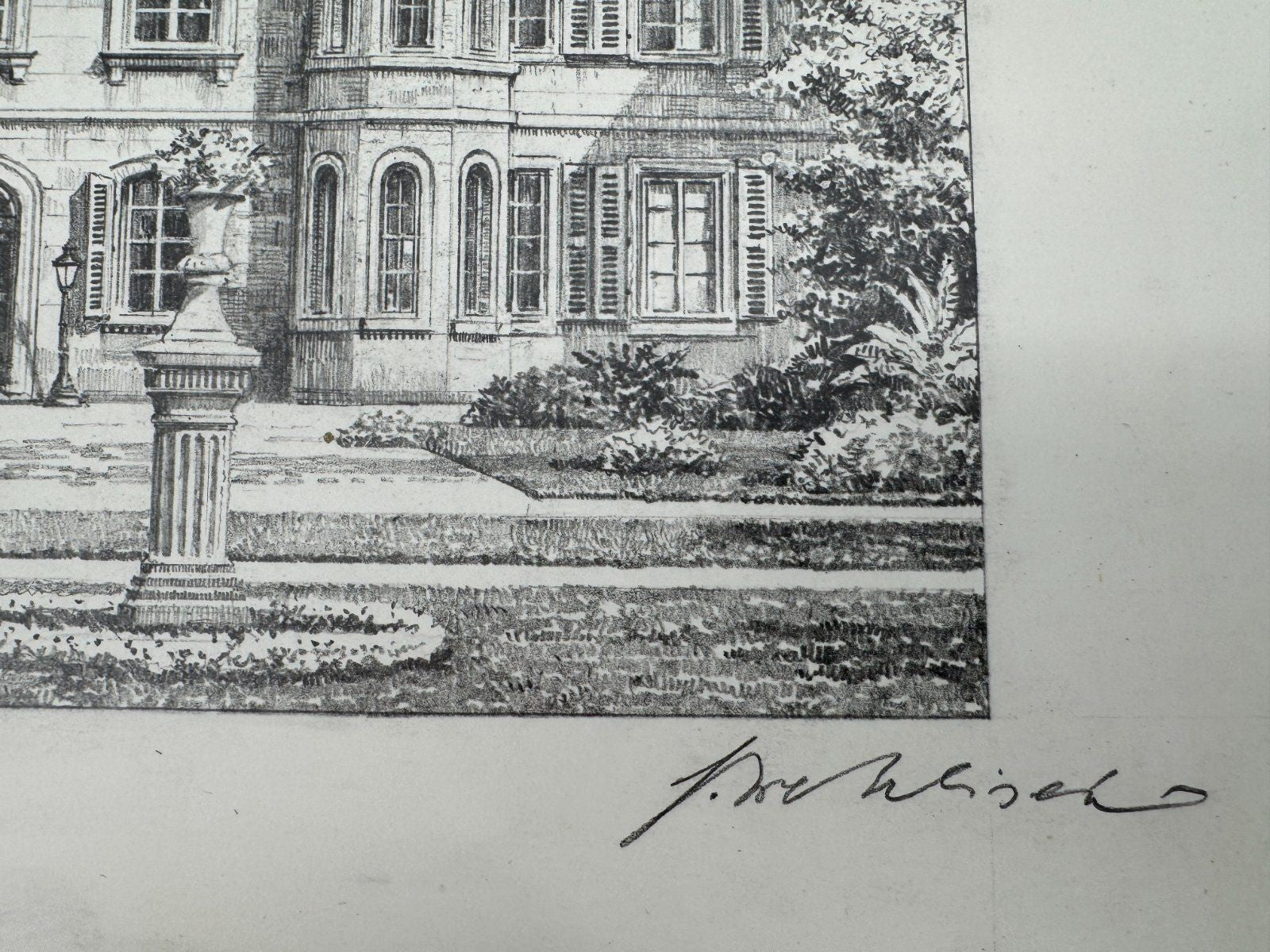 * HEINZ WEHLISCH ZEICHNUNG BAYREUTH SCHLOß FANTAISIE ANSICHT SIGNIERT