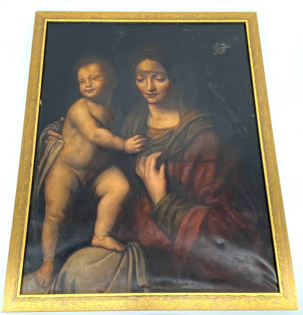 *ÖLGEMÄLDE NACH BERNARDINO LUINI JUNGFRAU KIND JESUS LEINWAND GERAHMT RENAISSANC