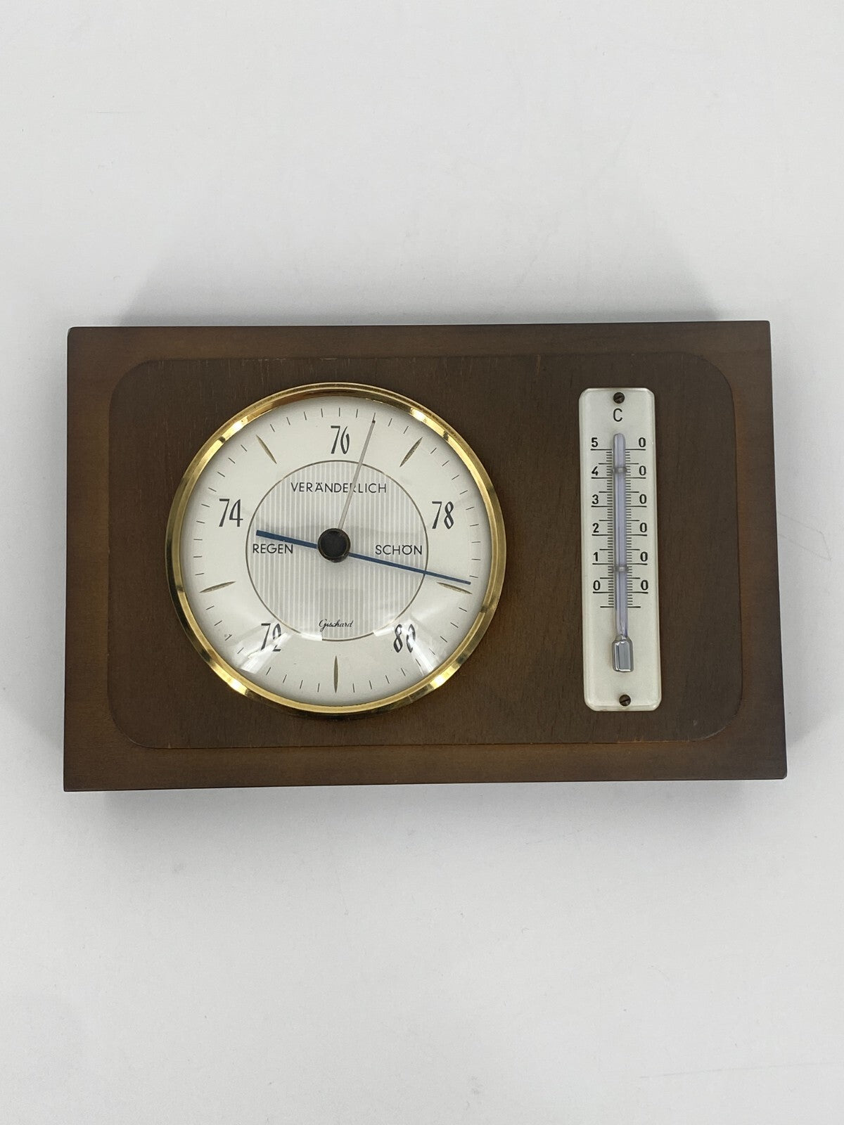 * WETTERSTATION 3827 GISCHARD BAROMETER THERMOMETER HOLZ VINTAGE