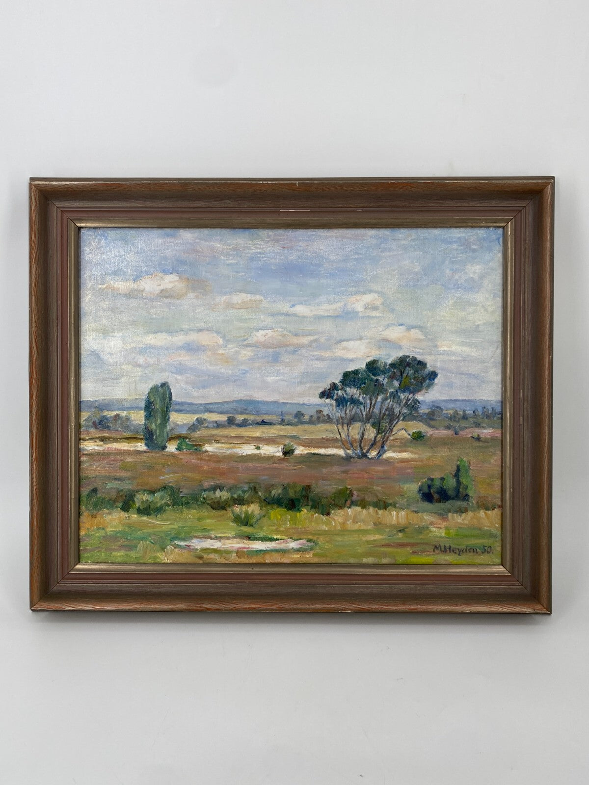 * ÖLGEMÄLDE LANDSCHAFT M. HEYDEN SIGNIERT 1950 50ER GERAHMT VINTAGE