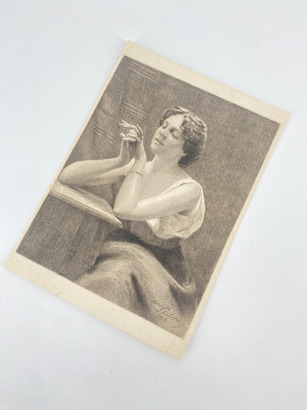 * RADIERUNG STICH HELLMUTH PHILIPP DRUCK FRAU DAME MÄDCHEN GRAFIK